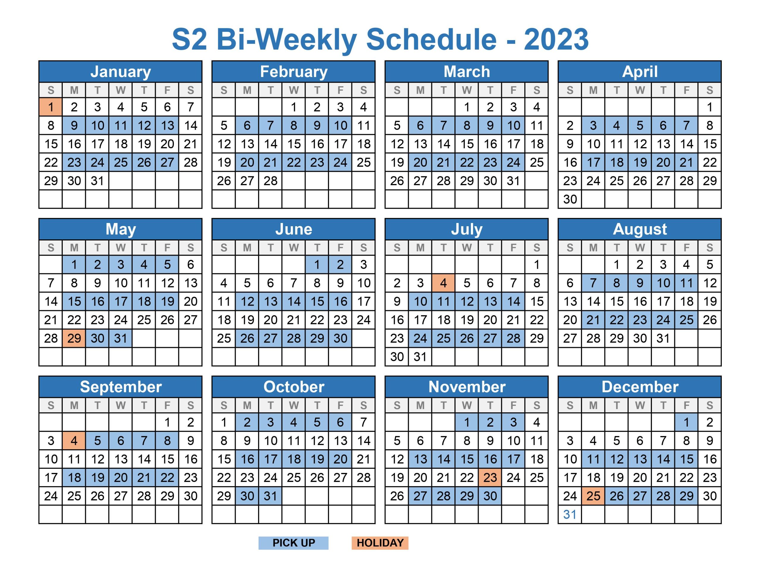 2023 bi-weekly schedule