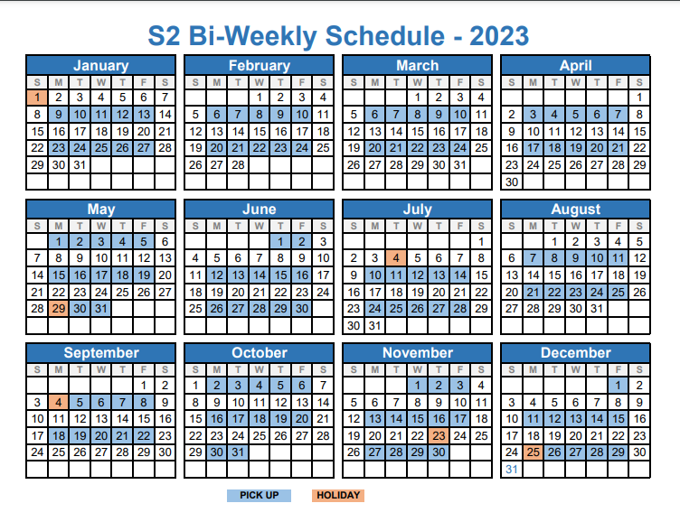 2023 bi-weekly schedule